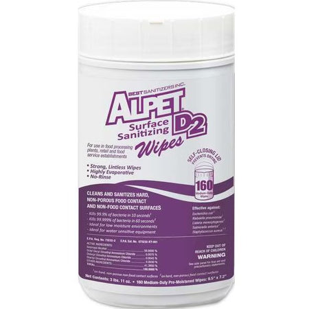 Alpet D2 Surface Sanitizing Wipes – 6 cans/case